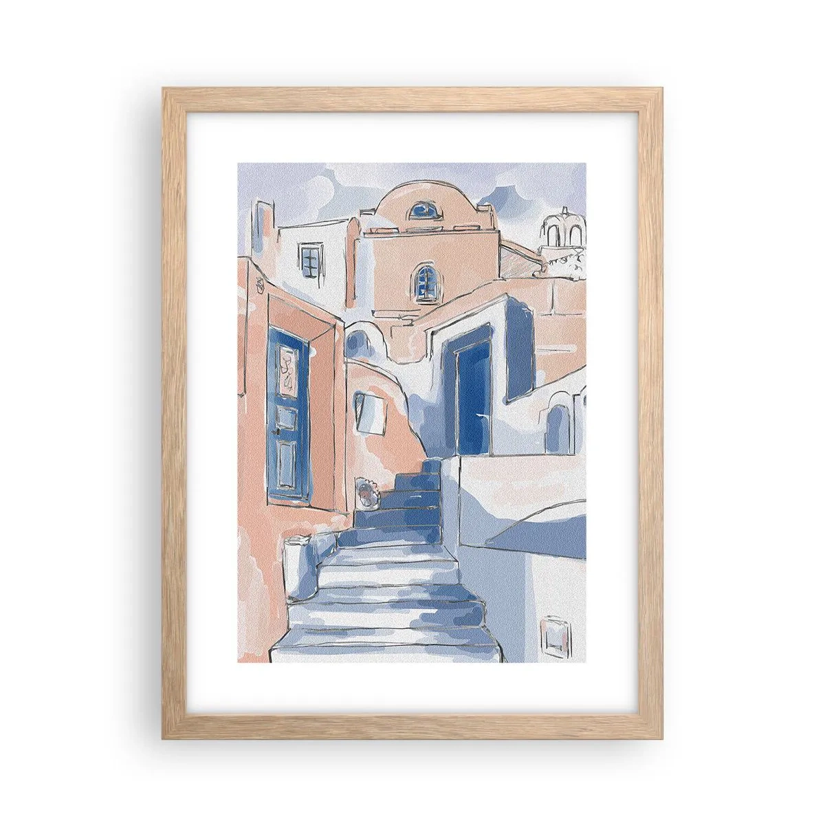 Poster in einem Rahmen aus heller Eiche - Exotische Stadt - 30x40 cm