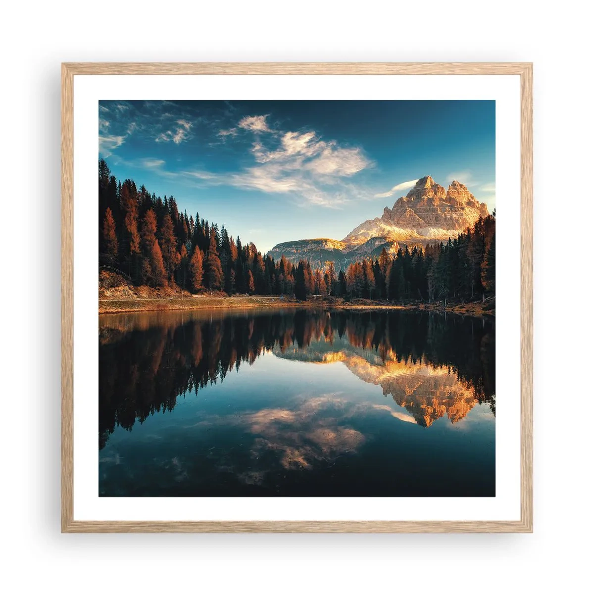 Poster in einem Rahmen aus heller Eiche - Doppelte Landschaft - 60x60 cm