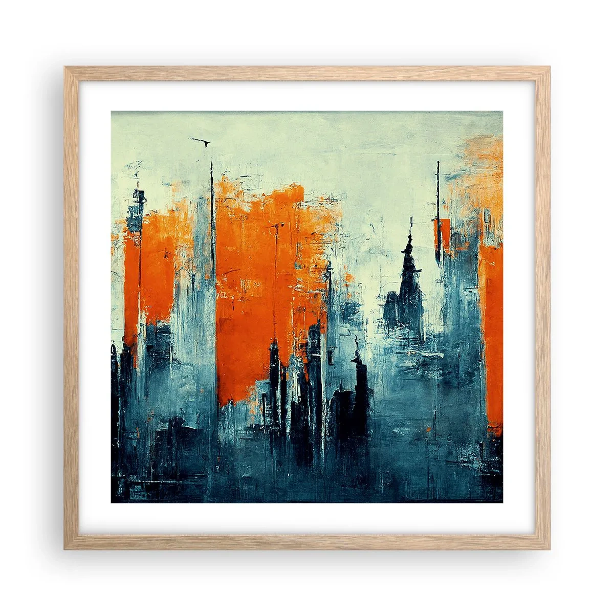 Poster in einem Rahmen aus heller Eiche - Moderne Landschaft - 50x50 cm