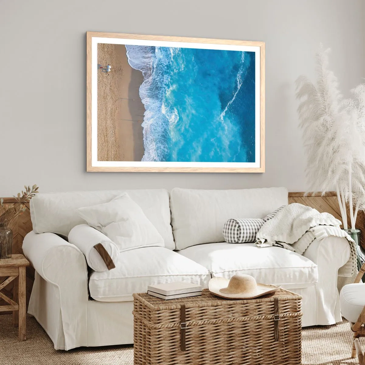 Poster in einem Rahmen aus heller Eiche - Die Kraft des Blaus - 70x50 cm