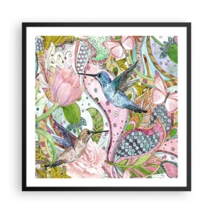 Poster in einem schwarzem Rahmen - Verstrickt in Weinreben - 60x60 cm