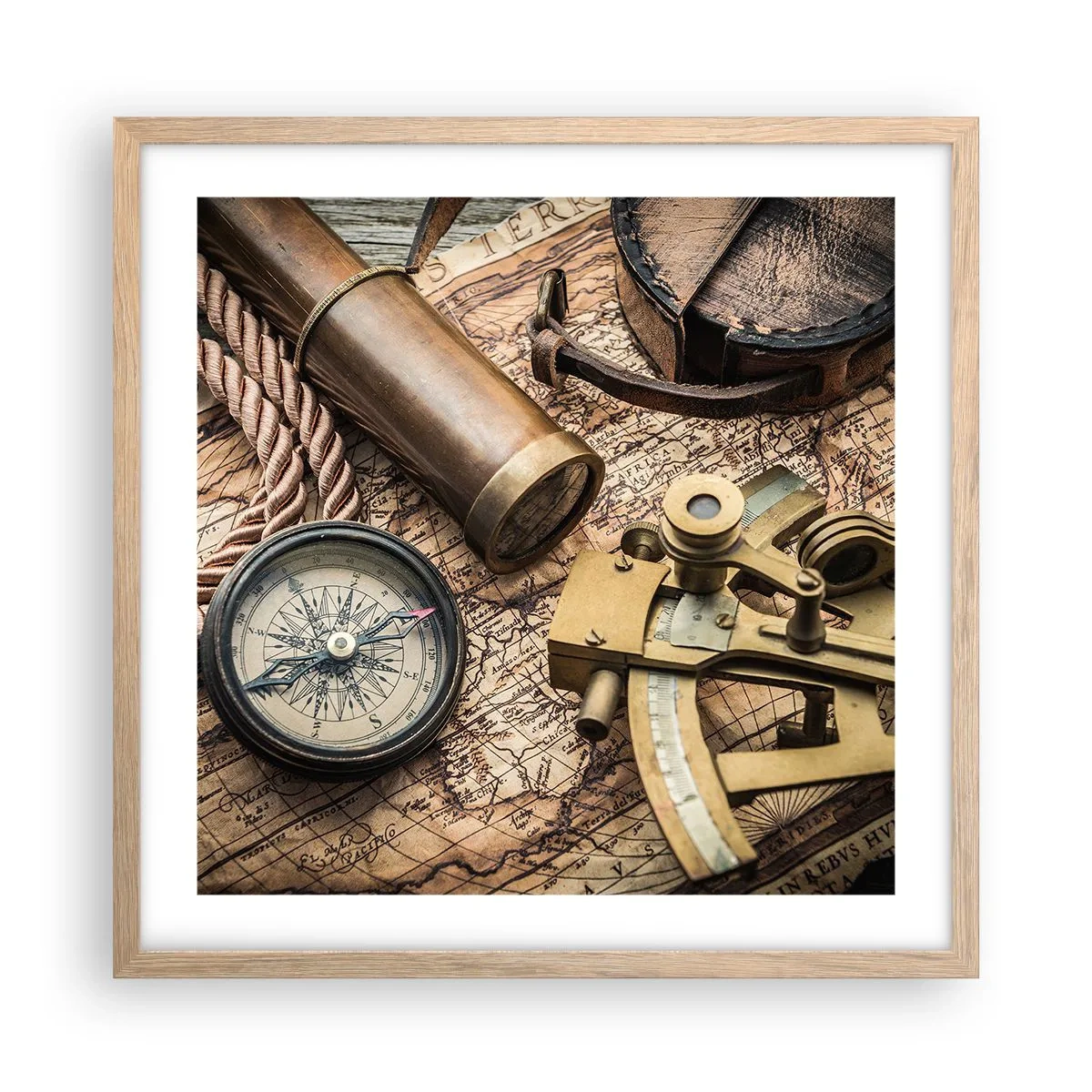 Poster in einem Rahmen aus heller Eiche - Setze Sie einen Kurs - 50x50 cm