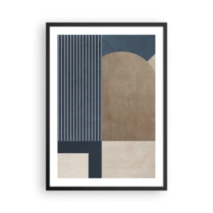 Poster in einem schwarzem Rahmen - Abstrakte geometrische Komposition in Marineblau- und Beigetönen - 50x70cm - Komposition aus Einfachheit und Rundheit - Moderne Wanddekoration für Wohnzimmer und Schlafzimmer ARTTOR