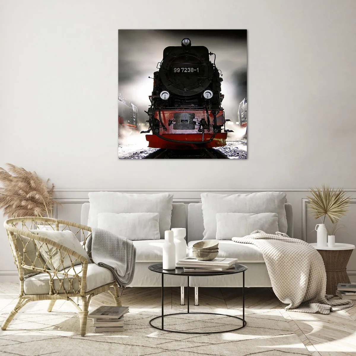 Glasbild - Bild auf glas - Er steht und keucht, seufzt und pustet - 30x30 cm