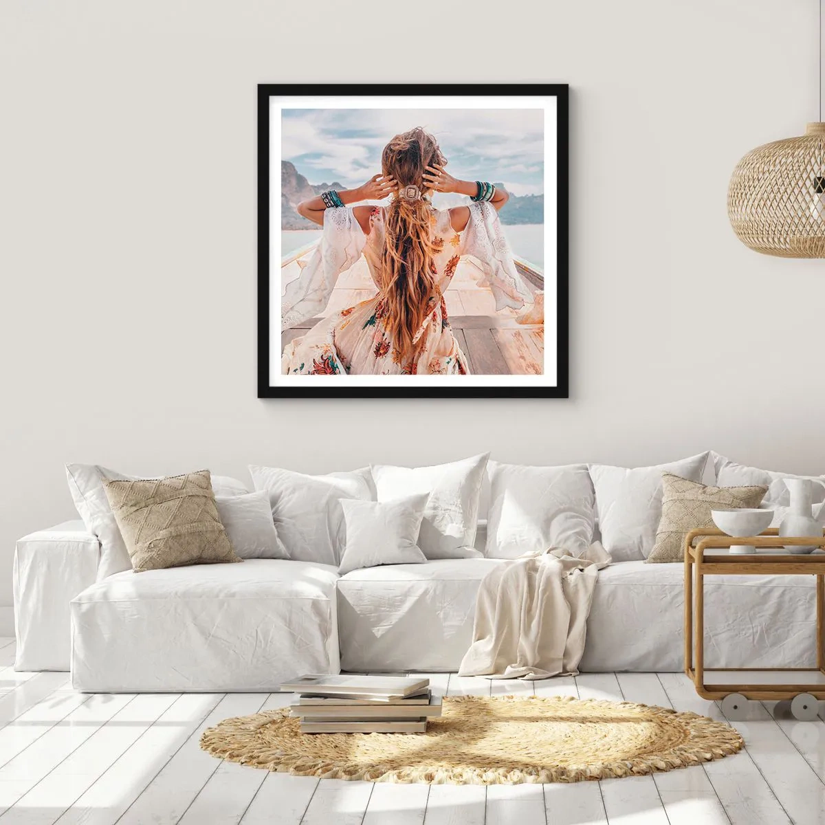 Poster in einem schwarzem Rahmen - Auf dem Weg zum Glück - 40x40 cm