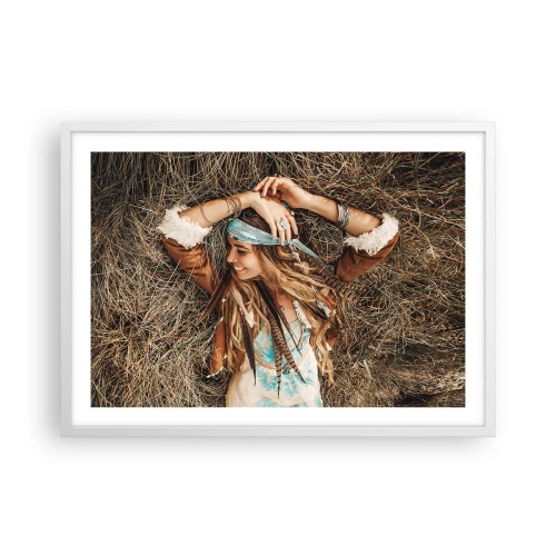 Poster in einem weißen Rahmen - Auf dem Weg in den Sommer der Liebe - 70x50 cm
