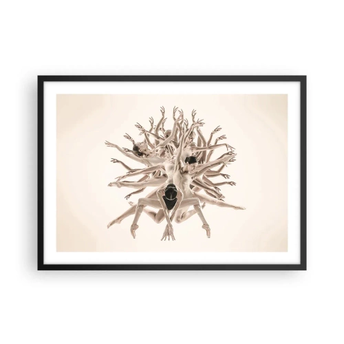 Poster in einem schwarzem Rahmen - Abstrakte Komposition von Tänzern in Bewegung - 70x50cm - Aufblühen im Tanz - Moderne Wanddekoration für Wohnzimmer und Schlafzimmer ARTTOR