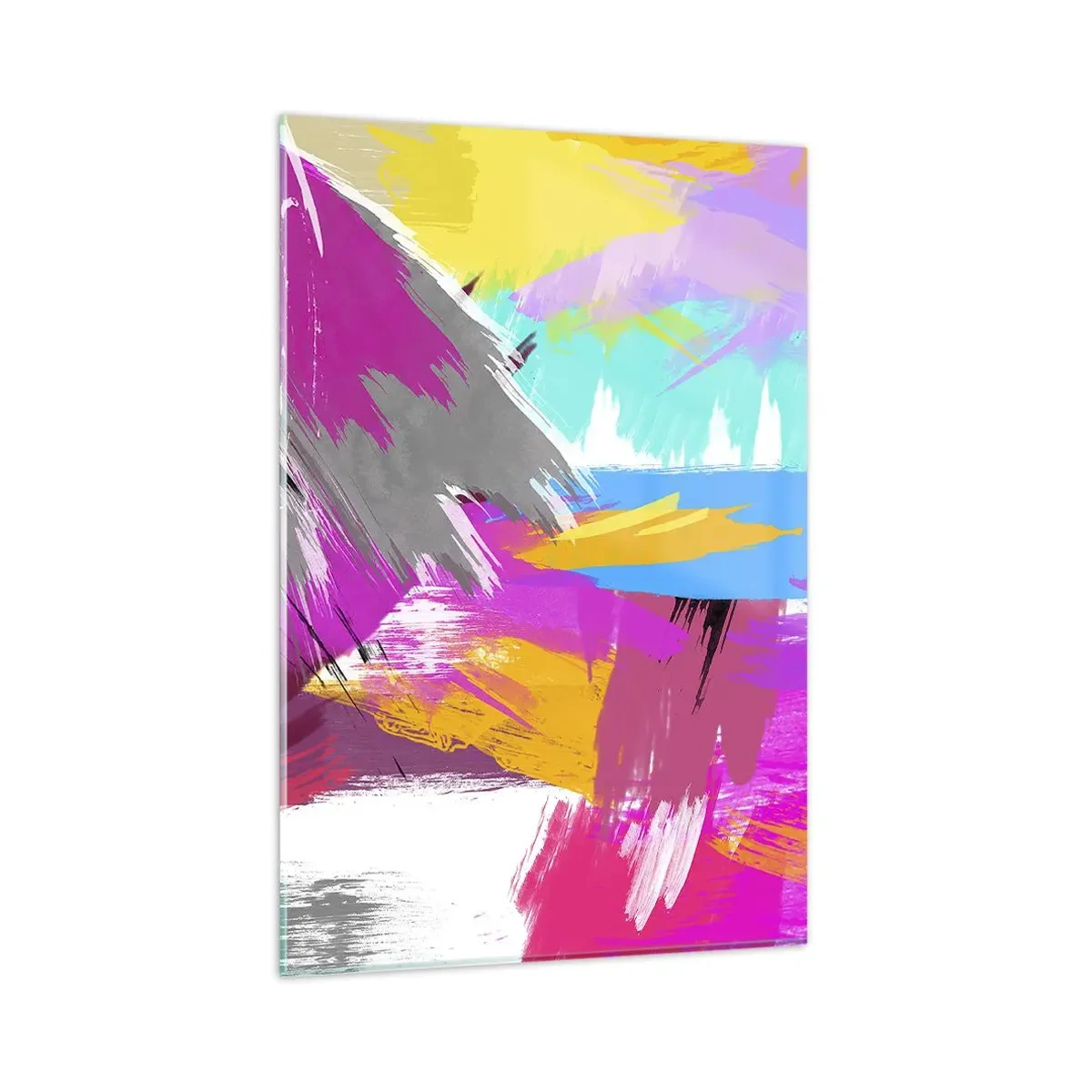 Glasbild - Bild auf glas - Dynamische Abstraktion in intensiven Farben - 80x120cm - Und nochmal und nochmal und nochmal wieder - Moderne Wanddekoration für Wohnzimmer und Schlafzimmer ARTTOR