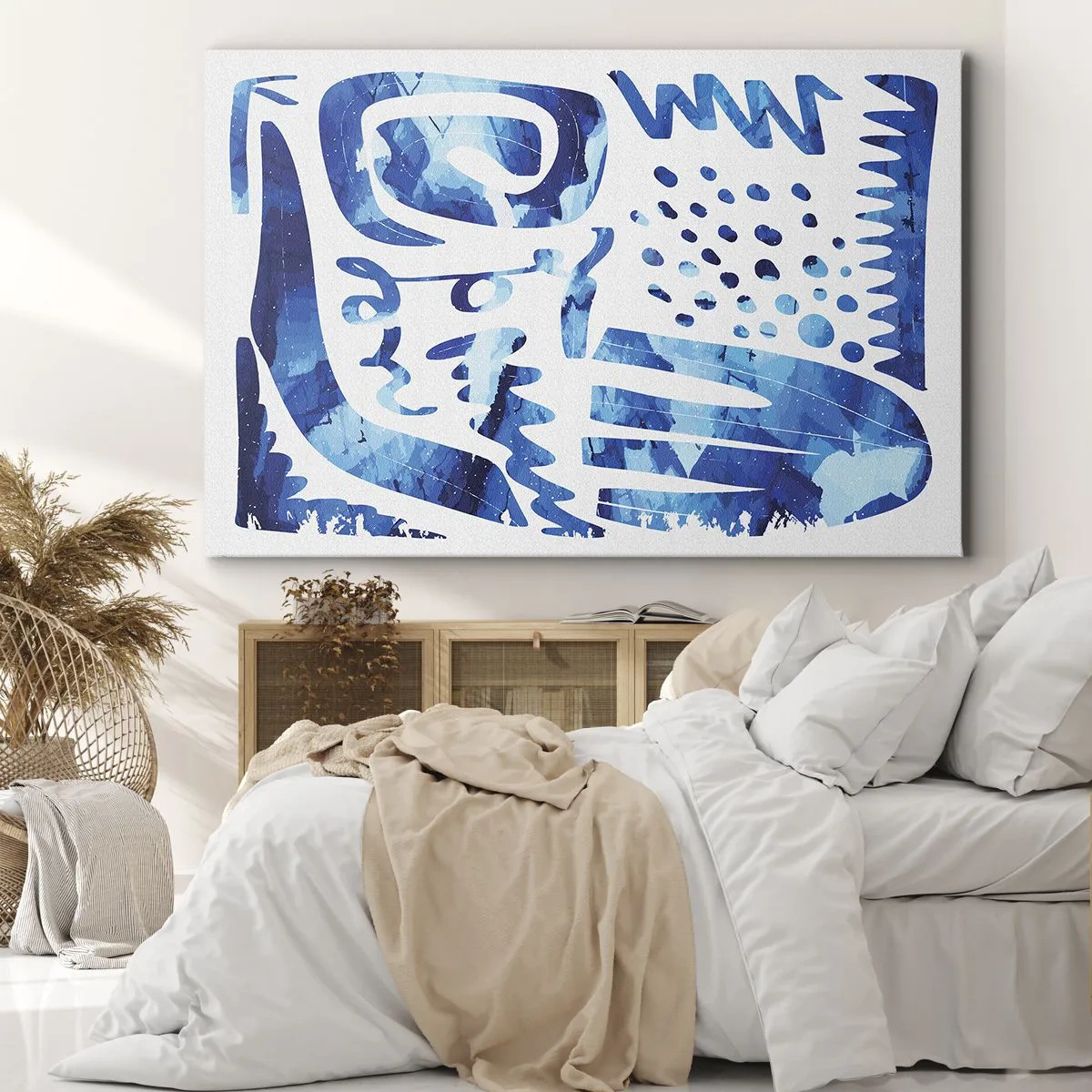 Bild auf Leinwand - Leinwandbild - Abstraktes Muster in Blautönen - 70x50cm - Zurück zu den Wurzeln - Moderne Wanddekoration für Wohnzimmer und Schlafzimmer ARTTOR