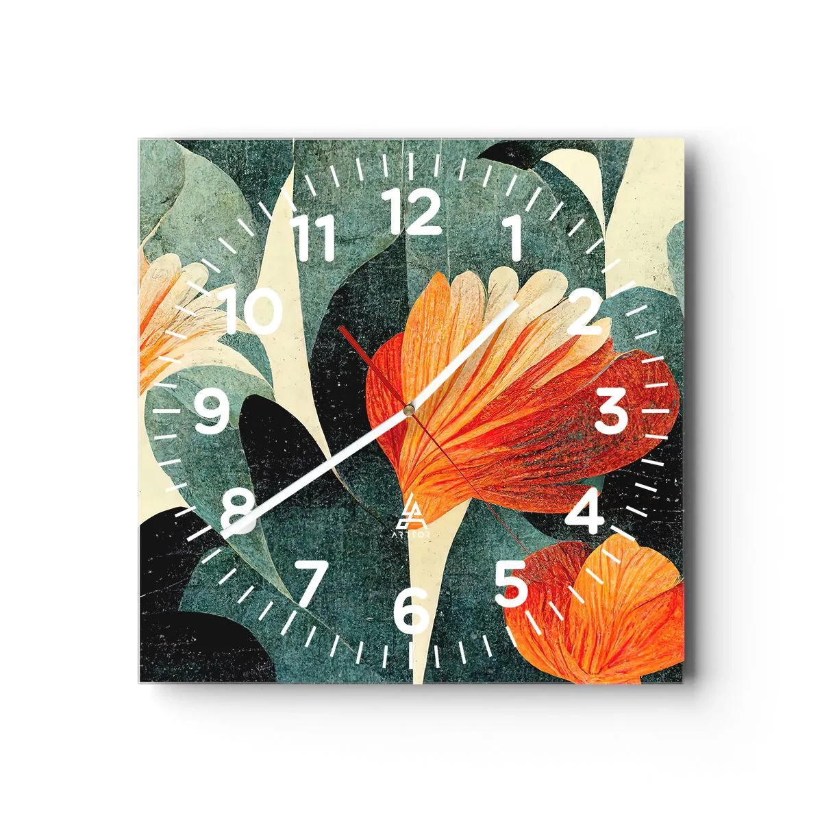 Wanduhr - Glasuhr - Hitze der Tropen und Kühle des Grüns - 30x30 cm