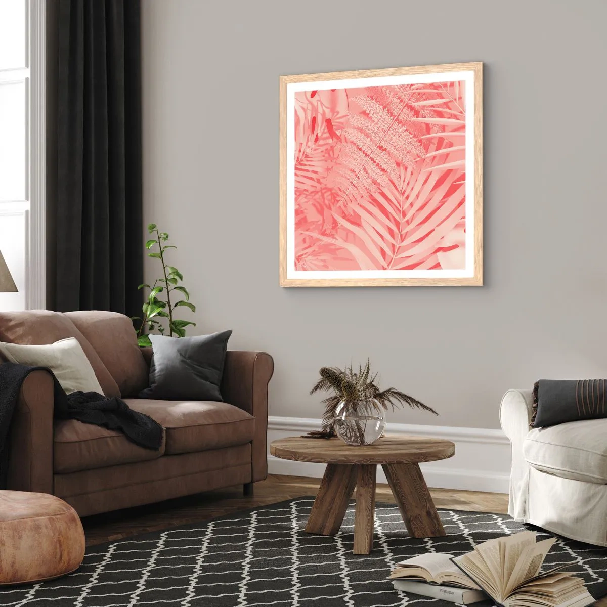 Poster in einem Rahmen aus heller Eiche - Rosa Konzept - 40x40 cm