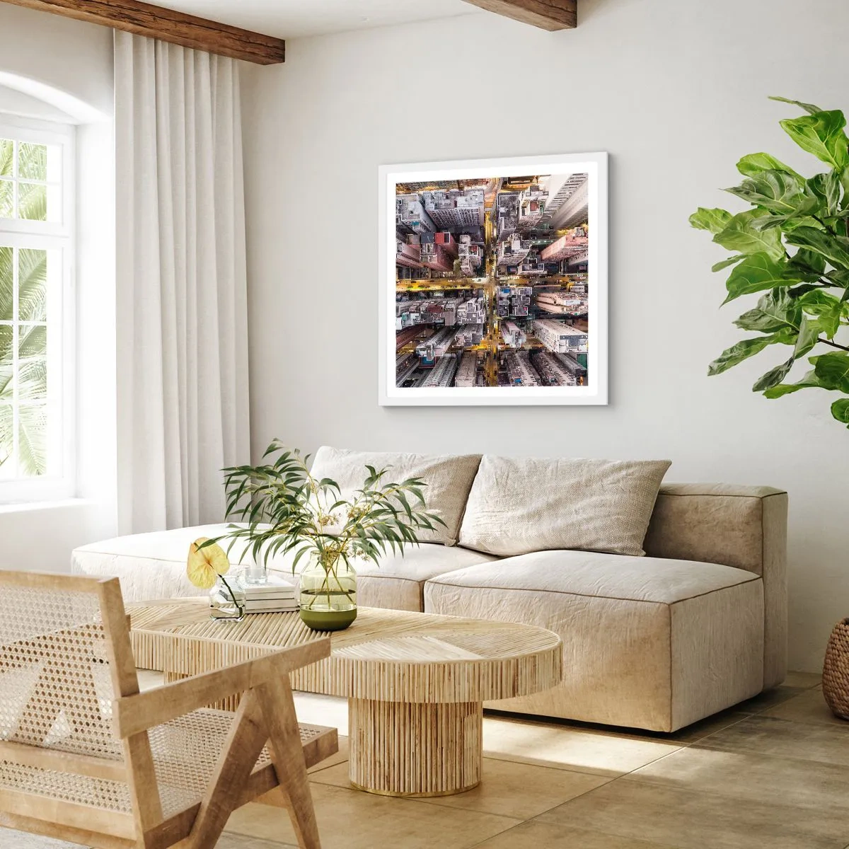 Poster in einem weißen Rahmen - Grüße aus Hongkong - 50x50 cm
