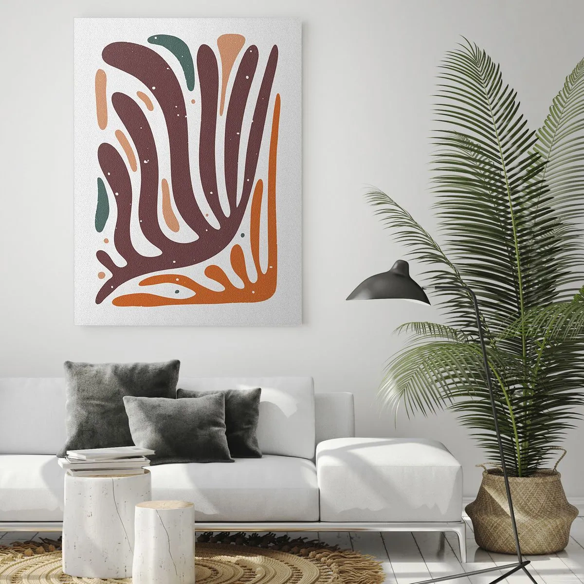 Glasbild - Bild auf glas - Organisches Muster mit strahlenden Linien in warmen Farbtönen - 80x120cm - Strahlende organische Komposition - Moderne Wanddekoration für Wohnzimmer und Schlafzimmer ARTTOR