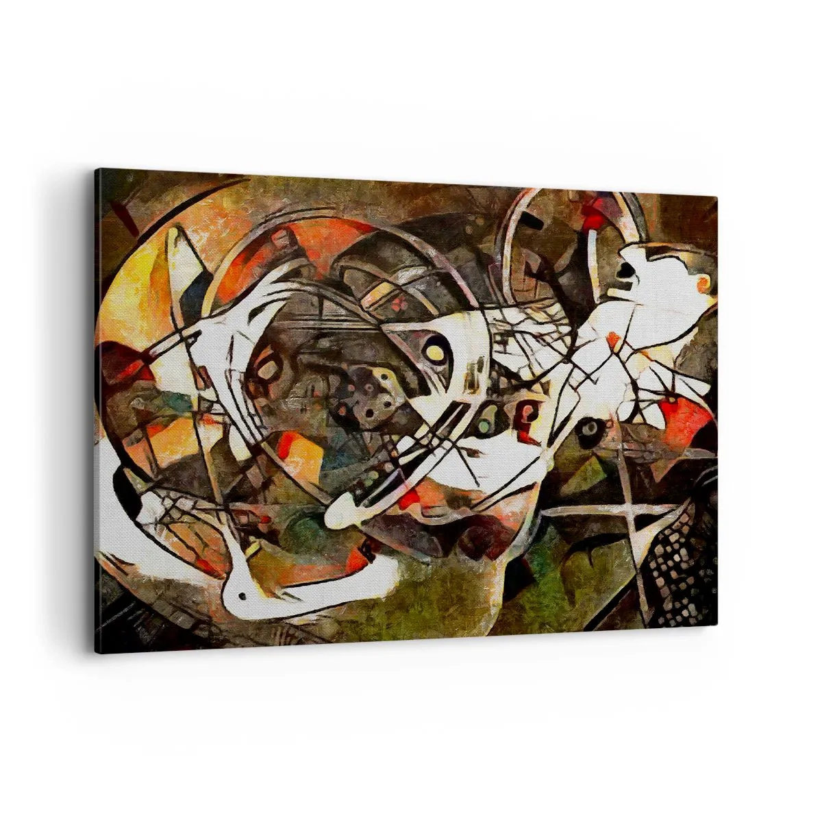 Bild auf Leinwand - Leinwandbild - Ausdrucksstarke Abstraktion in dunklen Tönen mit dynamischen Linien. - 100x70cm - Hören Sie den Verkehr? - Moderne Wanddekoration für Wohnzimmer und Schlafzimmer ARTTOR