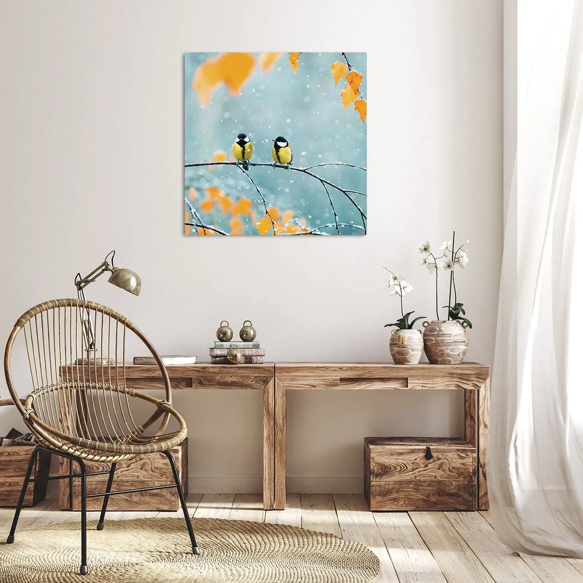 Bild auf Leinwand - Leinwandbild - Vogelklatsch - 30x30 cm