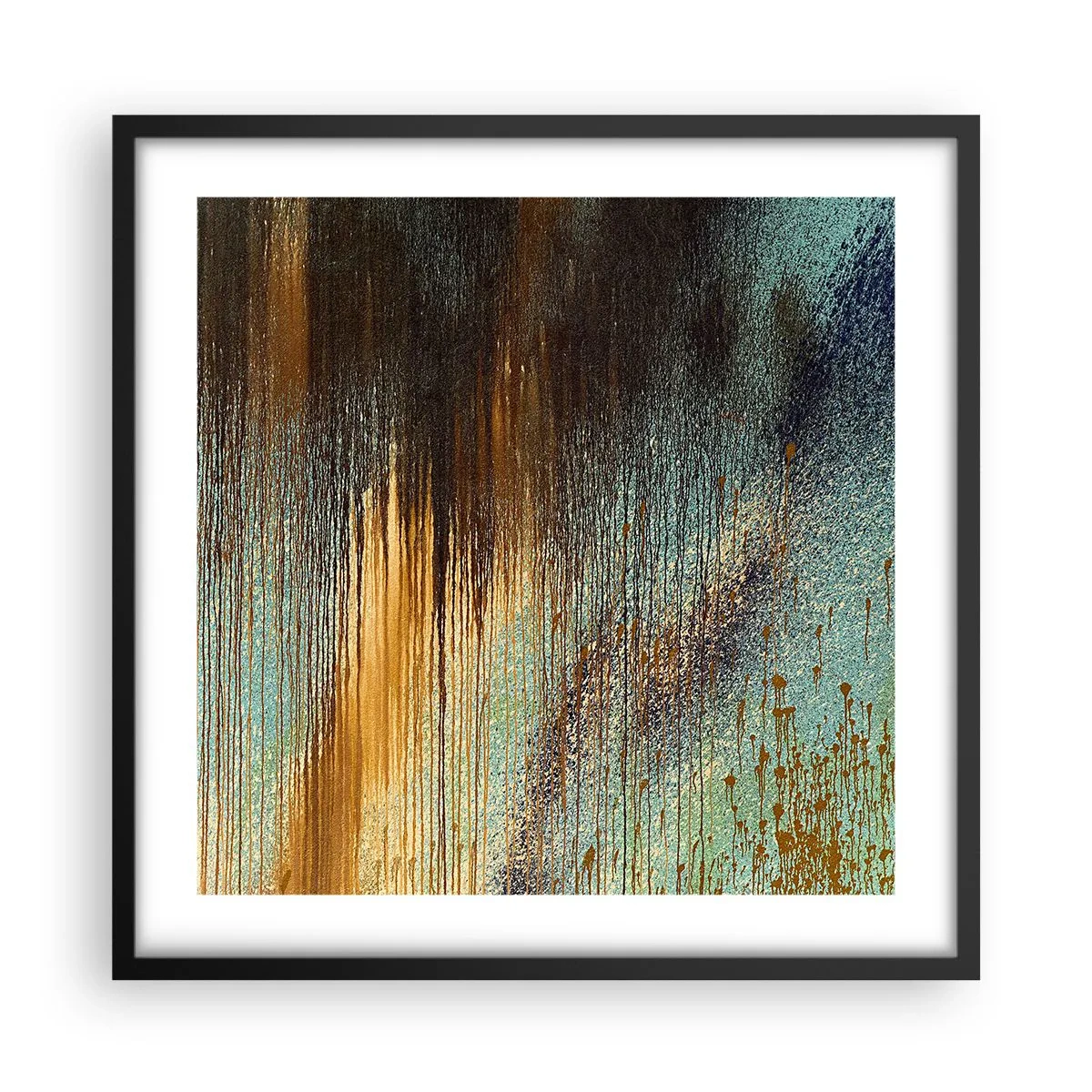 Poster in einem schwarzem Rahmen - Eine nicht zufällige farbenfrohe Komposition - 50x50 cm