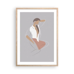 Poster in einem Rahmen aus heller Eiche - Umriss der Anmut - 50x70 cm