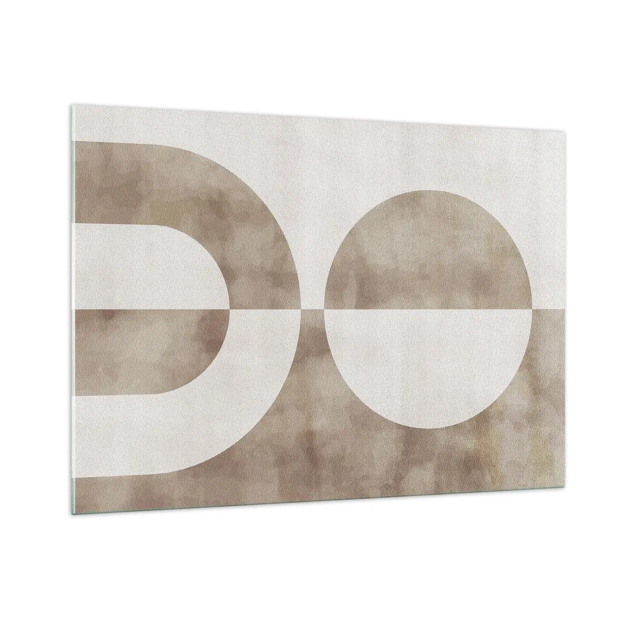 Glasbild - Bild auf glas - Beige Geometrie mit einem Halbkreis und einem Kreis auf einem horizontalen Hintergrund - 100x70cm - Ähnlichkeiten und Unterschiede - Moderne Wanddekoration für Wohnzimmer und Schlafzimmer ARTTOR
