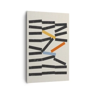 Bild auf Leinwand - Leinwandbild - Abstrakte Komposition mit farbigen und schwarzen Rechtecken - 80x120cm - Domino – Komposition - Moderne Wanddekoration für Wohnzimmer und Schlafzimmer ARTTOR