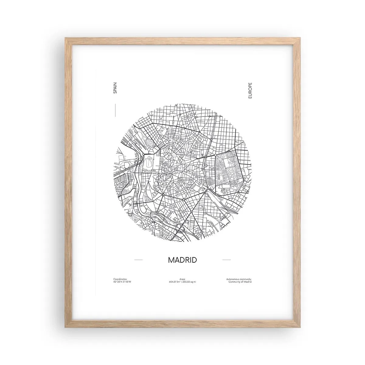 Poster in einem Rahmen aus heller Eiche - Anatomie von Madrid - 40x50 cm