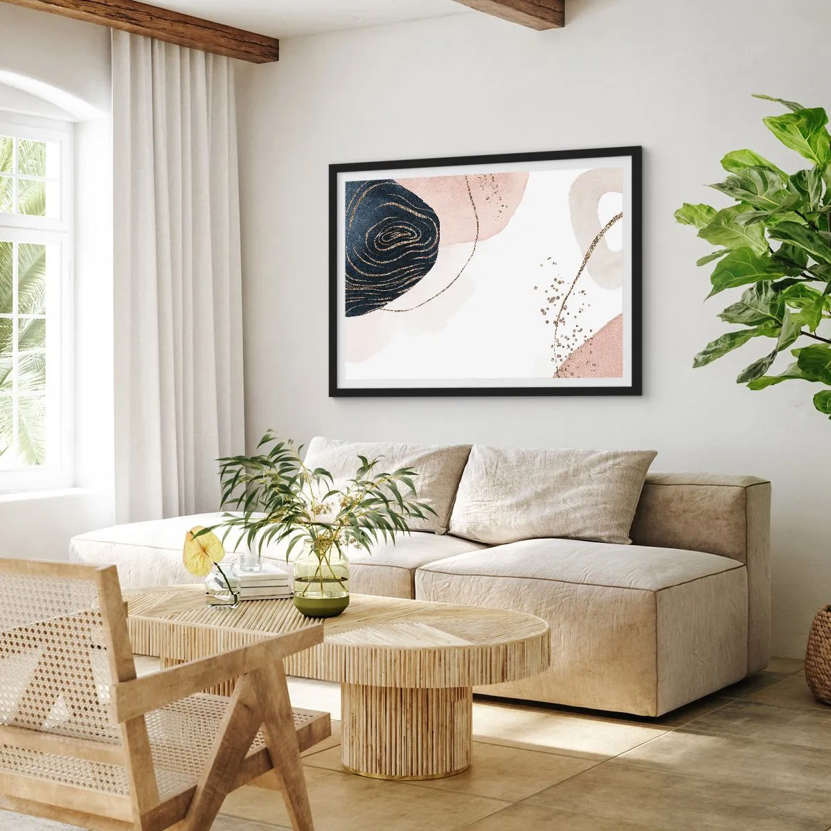 Poster in einem schwarzem Rahmen - Alles fließt - 50x40 cm