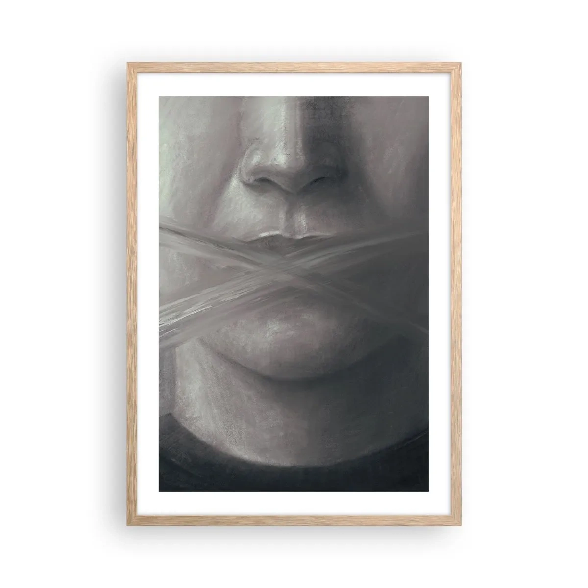 Poster in einem Rahmen aus heller Eiche - Ohne ein Wort - 50x70 cm