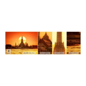 Fototapeten Muster Selbstklebend Deluxe Sticker - Der Sonne entgegen, immer der Sonne entgegen - Bangkok, Tempel der Morgenröte, Thailand - 100x30 cm