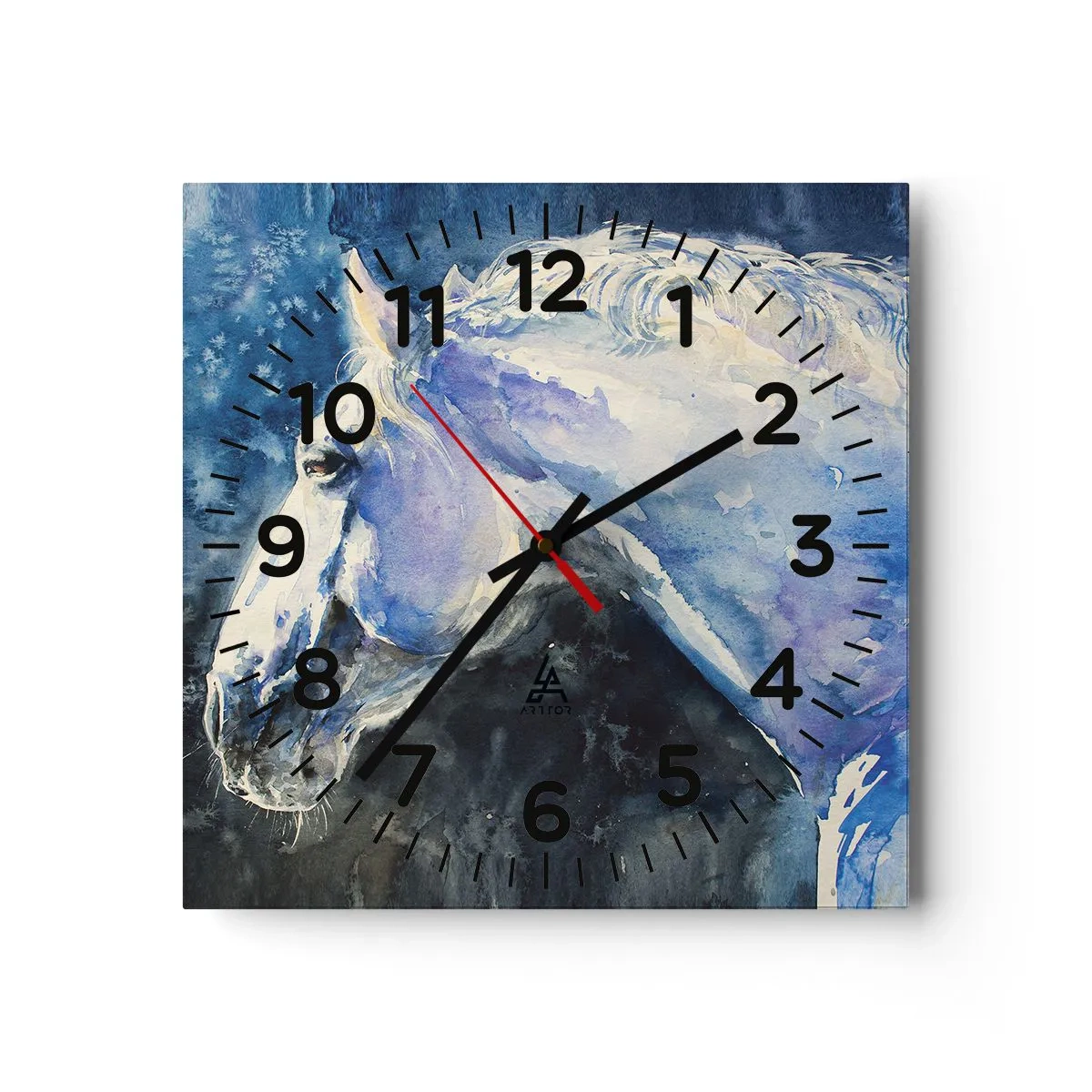 Wanduhr - Glasuhr - Porträt in blauem Glanz - 30x30 cm