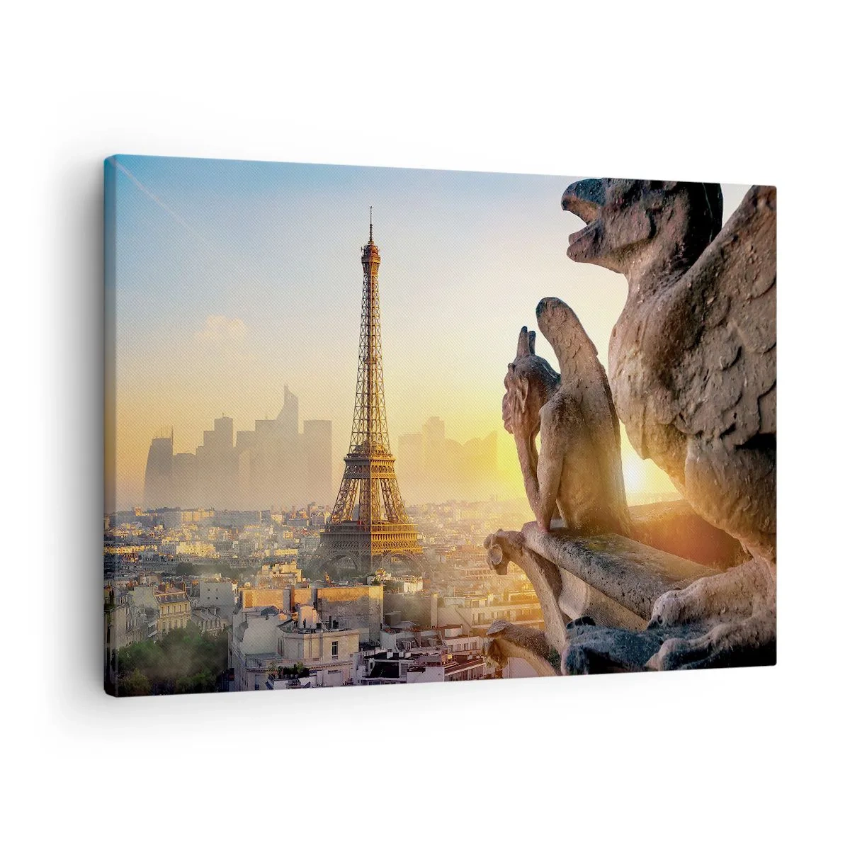 Bild auf Leinwand - Leinwandbild - Blick auf den Eiffelturm mit Wasserspeiern im Hintergrund - 70x50cm - Vieles hat sich geändert ... - Moderne Wanddekoration für Wohnzimmer und Schlafzimmer ARTTOR