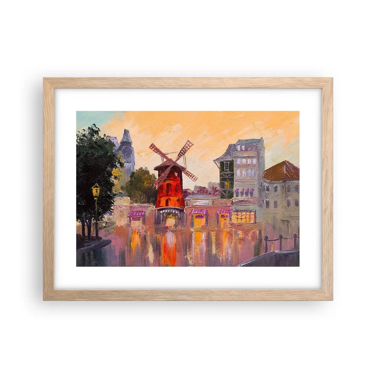 Poster in einem Rahmen aus heller Eiche - Pariser Ikonen – Moulin Rouge - 40x30 cm