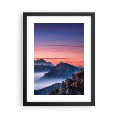 Poster in einem schwarzem Rahmen - Über die Täler - 30x40 cm