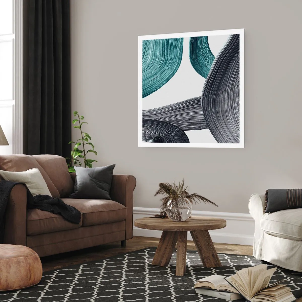 Poster - Smaragdgrüne und schwarze Pfade - 50x50 cm