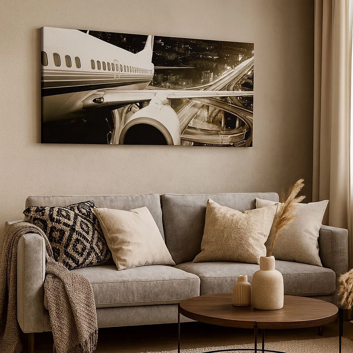 Bild auf Leinwand - Leinwandbild - In die Nacht fliegen - 100x40 cm