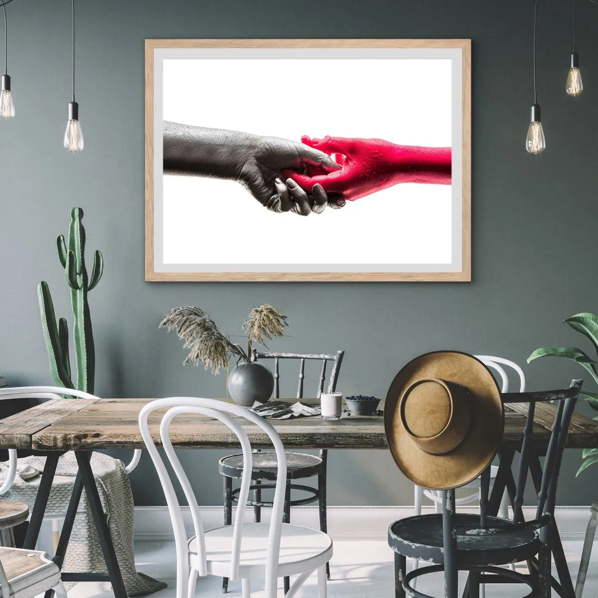 Poster in einem Rahmen aus heller Eiche - Gemeinsam, obwohl anders - 50x40 cm