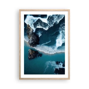 Poster in einem Rahmen aus heller Eiche - In Wellen gehüllt - 50x70 cm