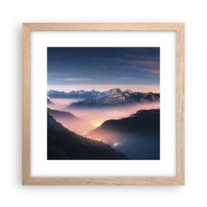 Poster in einem Rahmen aus heller Eiche - Licht in den Tälern - 30x30 cm