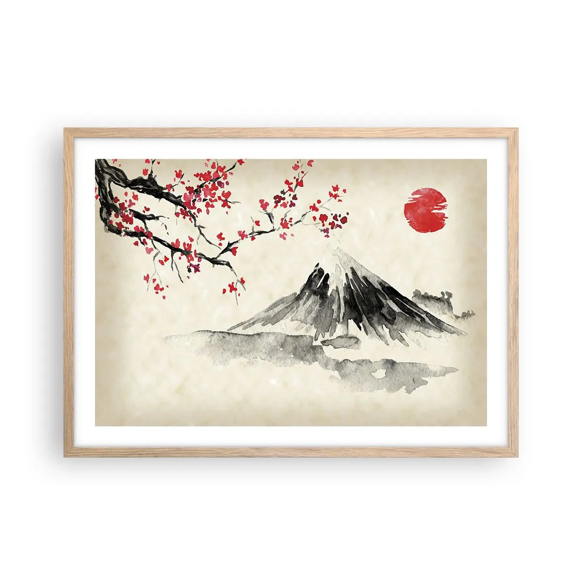 Poster in einem Rahmen aus heller Eiche - Liebe Japan - 70x50 cm
