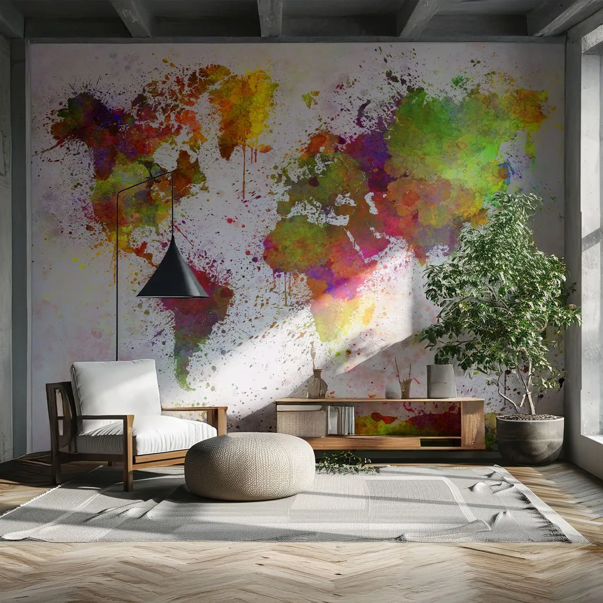 Fototapete Premium Canvas - Irgendwie ist es gleich geworden - Weltkarte, Kontinente, Stück - 400x280 cm