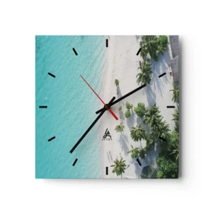 Wanduhr - Glasuhr - Urlaub im Paradies - 40x40 cm
