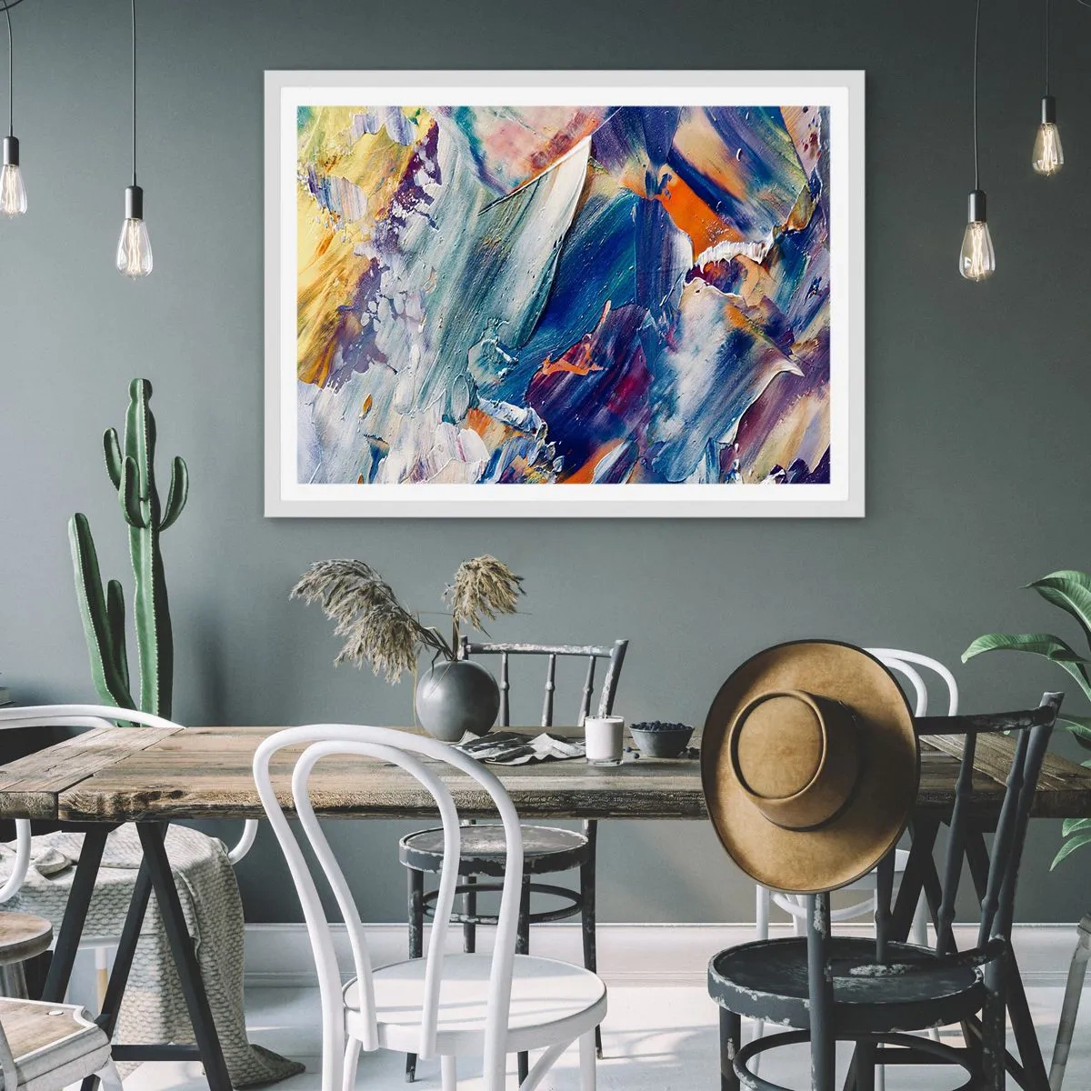 Poster in einem weißen Rahmen - Farbverwirrung - 50x40 cm