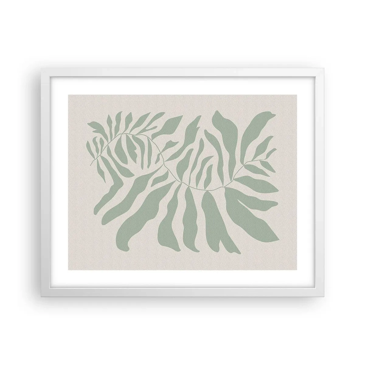 Poster in einem weißen Rahmen - Smaragdzweig - 50x40 cm