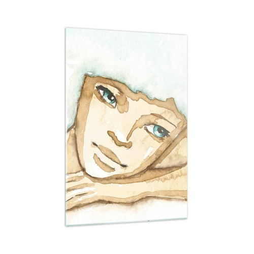 Glasbild - Bild auf glas - Künstlerisches Porträt einer Frau in Pastellfarben - 70x100cm - Der Baum der Poesie wächst aus der Stille - Moderne Wanddekoration für Wohnzimmer und Schlafzimmer ARTTOR