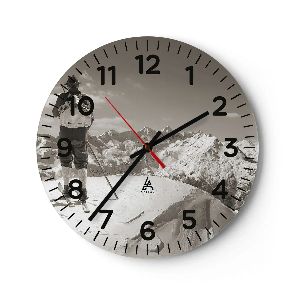 Wanduhr - Glasuhr - Und die Berge bleiben unverändert - 40x40 cm