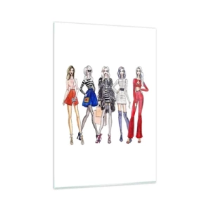 Glasbild - Bild auf glas - Stilvolle Illustrationen von Modesilhouetten - 80x120cm - Jede Woche Fashion Week - Moderne Wanddekoration für Wohnzimmer und Schlafzimmer ARTTOR