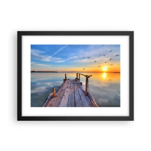 Poster in einem schwarzem Rahmen - Lauf direkt der Sonne entgegen - 40x30 cm