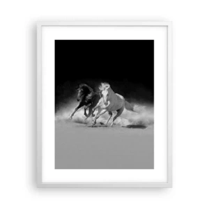 Poster in einem weißen Rahmen - Galopp der Freiheit - 40x50 cm