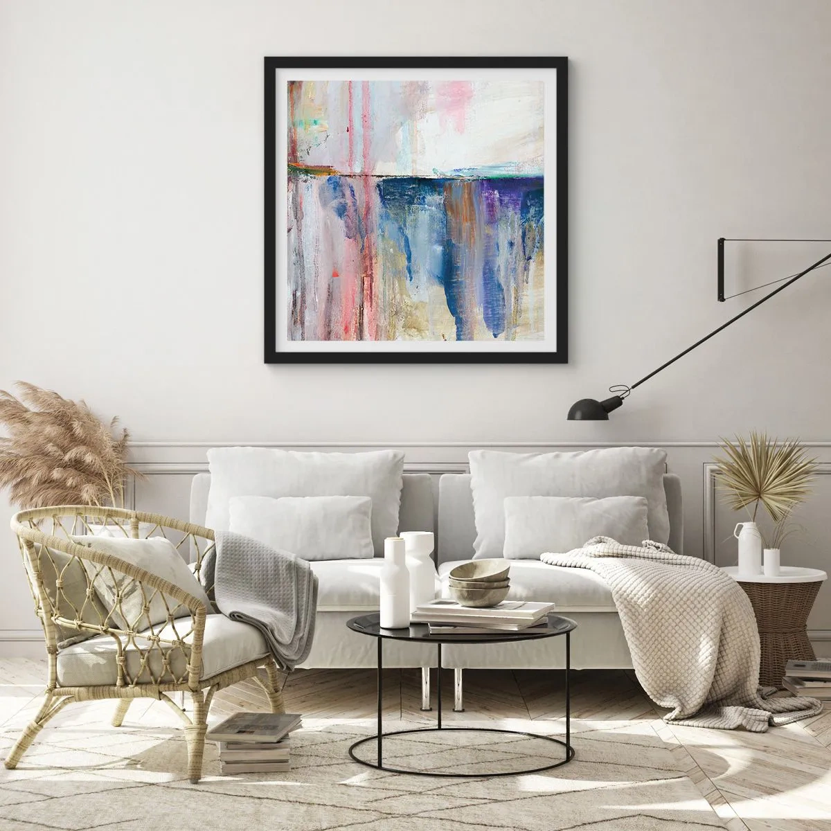 Poster in einem schwarzem Rahmen - Bunte Eindrücke und Assoziationen - 50x50 cm