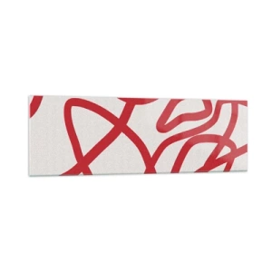 Glasbild - Bild auf glas - Rote abstrakte Linien auf weißem Hintergrund - 160x50cm - Rot auf Weiß - Moderne Wanddekoration für Wohnzimmer und Schlafzimmer ARTTOR