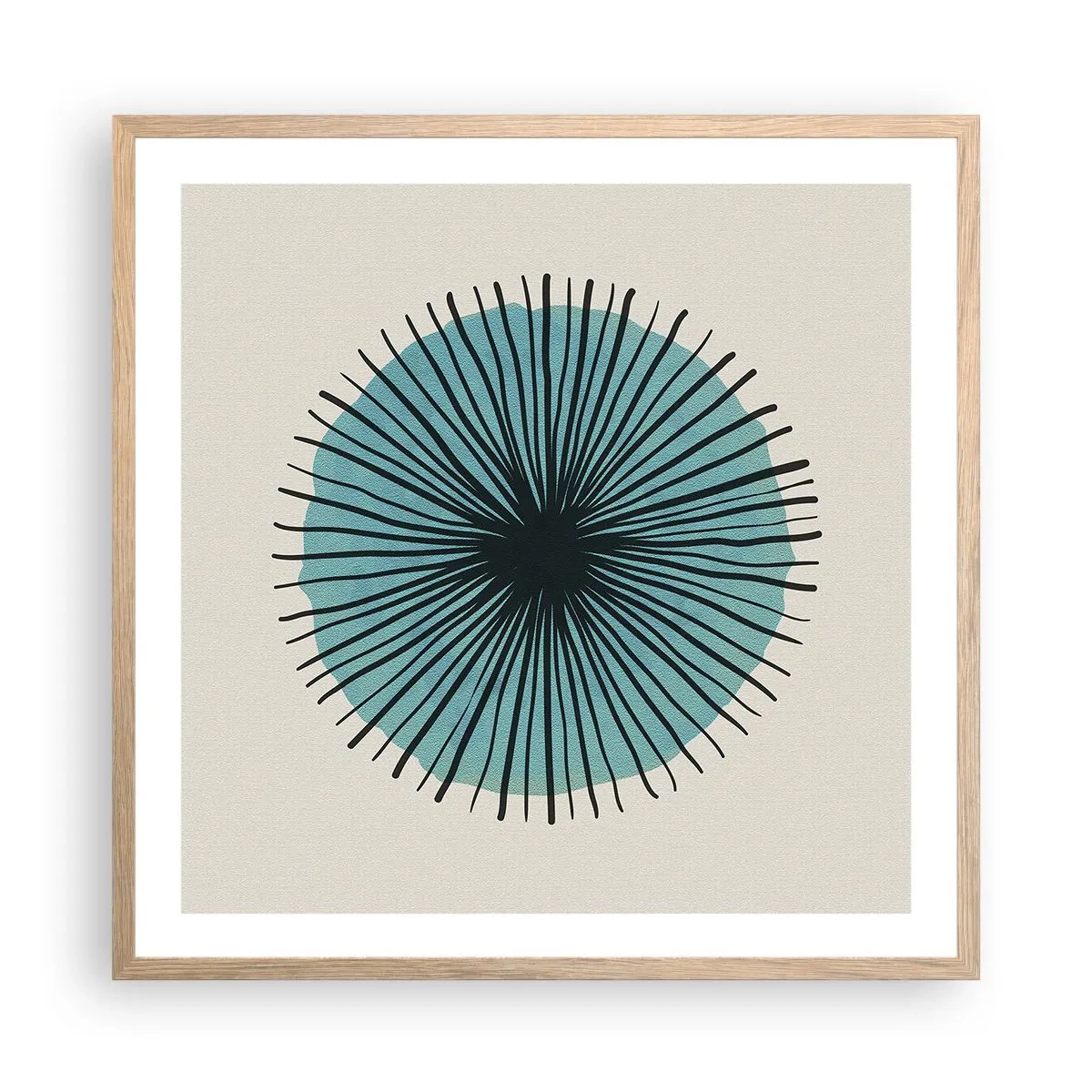 Poster in einem Rahmen aus heller Eiche - Strahlend im Blau - 60x60 cm