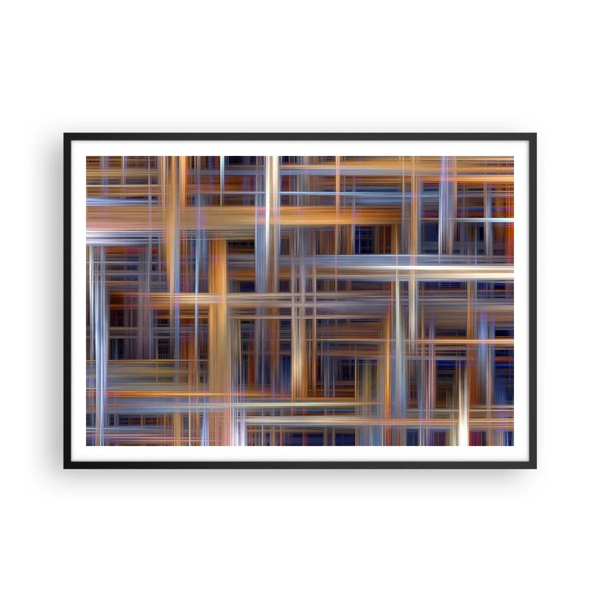 Poster in einem schwarzem Rahmen - Abstrakte geometrische Muster in Pastellfarben - 100x70cm - Aus Licht gewebt - Moderne Wanddekoration für Wohnzimmer und Schlafzimmer ARTTOR